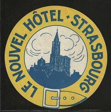 Le Nouvel Hotel, Strasbourg, France, Hotel Label, Unused, Size: 108 mm  picture