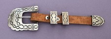 Vintage Native American Signed E ETSITTY Sterling Silver 4 Pc Ranger Belt Buckle picture