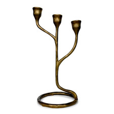 Vintage Italian Brass Art Nouveau 3 Candle Candelabra Sculptural 12