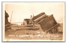 RPPC ~ MOPAC Missouri Pacific Railroad Wreck by depot in Hesston or Mound ridge picture