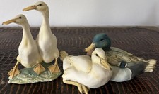 Vintage TAY Italy Porcelain Duck Figurines Lot Mallard Geese Bird Pairs 2 Sets picture