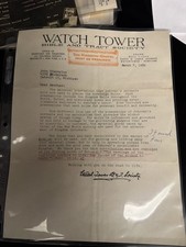 WATCHTOWER CONTRIBUTION LETTER 1956 picture