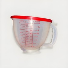 Vtg Tupperware Mix N Store 8 Cup Measuring Bowl 500-3 Red Lid Flip Top On Spout picture