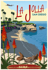 La Jolla San Diego Travel Poster California Beach Wall Art 13x19 Matte Print picture