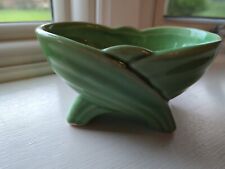 Vintage Ceramic Planter Oblong Footed Mint Green Glaze Retro Art Deco 6.5LX3.5
