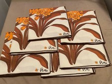 Vintage Vera Neumann Set Of 6 Orange/Brown Cloth Napkins MCM - Never Used picture