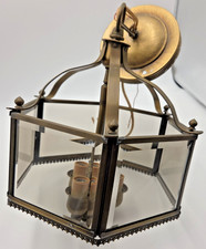 Vintage Georgian Art Lighting Solid Brass Glass Foyer Lantern 3 Light Chandelier picture