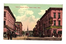 Vintage Battle Creek MI North Jefferson Street Old National Bank Postcard picture