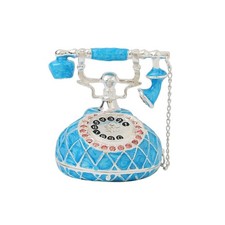 QIFU Vintage Blue Telepehone Shaped Enameled Trinket Box, Elegant Jewelry Box... picture