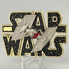 US Navy Star Wars TIE Fighter Challenge Coin Dark Side USN Oversized Die Cut picture