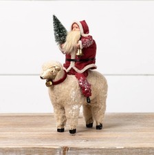 Primitive Santa Claus Riding Sheep Lamb Christmas Figure Farmhouse picture