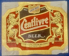 Centlivre Beer Bottle Label, Very Rare Printers Proof Ft. Wayne, IN. IRTP picture