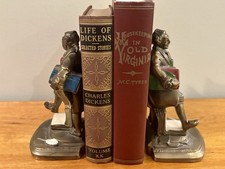 K&O Polychrome bronze brass book ends aka scholar or book dealer antique and Htf picture