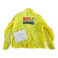 vintage wendys windbreaker yellow L 70s Employee Snap picture