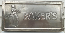 Vintage Walter Baker Chocolate Mold Pan Industrial Bakery Baking Metal Sign 19.5 picture