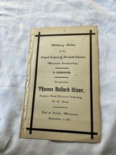 MEMORIAM CIVIL WAR CAPTAIN T H HIZAR LOYAL LEGION OF US MINNESOTA 1894 BLACK picture