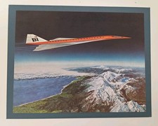 Vintage Braniff International Concorde SST Offset Lithograph Aviation Print  picture