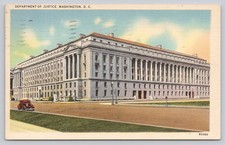 Dept of Justice Washington DC 1941 Postcard Classic Architecture Car picture
