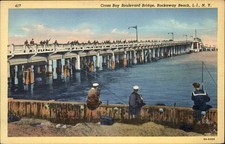 Rockaway Beach NY Cross Bay Boulevard Bridge c1930s-40s Vintage Postcard picture