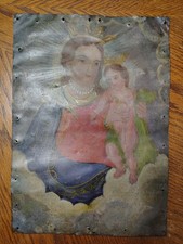 ANTIQUE RETABLO OF THE VIRGIN MARY AND CHRIST CHILD 1800s - VERY RARE picture