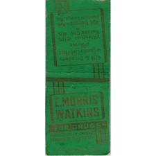 C. Morris Watkins Pharmacy Kansas City MO Advertising Matchbook Cover MM8-6 picture