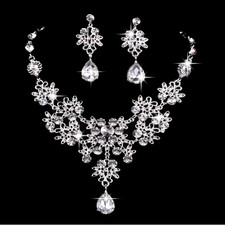 Fashion Butterfly Big Water Drop Necklace Pendant Earring Set Wedding for Women picture