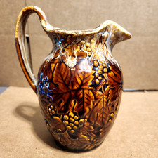 Kingwood Ceramics Cream Pitcher Drip Glaze Leaves Grapes picture