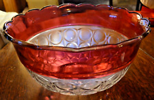 Ruby Band Kings Crown Thumbprint Indiana Glass Large Bowl picture