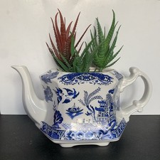Vintage Ellgreave Teapot Wood & Sons Genuine Ironstone England Blue Asian Garden picture