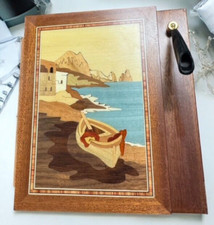 Mariorita isola di capri Wood Inlay DESK PAD w Pen Holder Vintage picture