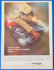 1971 Triumph Motorcycle Print Ad Handling Curves Red Tank Retro Wall Art Gift picture