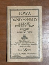 IOWA - RAND MCNALLY INDEXED POCKET MAP - 1920 - Highways Railroad Electric Lines picture