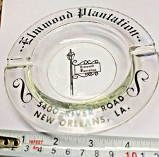 Vintage Elmwood Plantation River Road New Orleans, La. 2 Lobe Glass Ashtray picture