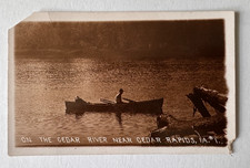 ca 1910s IA RPPC Postcard Near Cedar Rapids Iowa On the Cedar River boat KRUXO picture
