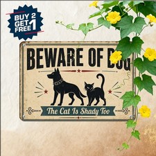 Beware Guard Dog Humor Sign Heavy Duty Funny Yard Property Metal Decor 8x12 picture