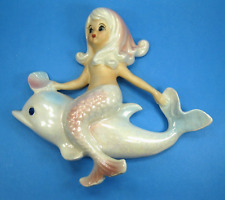 Lefton Sonsco Mermaid w/ Shell Riding Dolphin Wall Plaque 1950's Mid Century picture