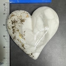 Heart-Shaped White Marble with gold Accent Paperweight picture