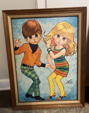 Framed 1960s Mid-Century Big Eyes Litho Wall Art by Lee picture