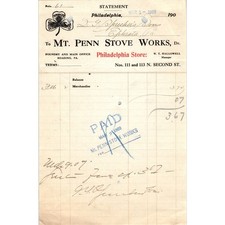 1909 Mt. Penn Stove Works Philadelphia Letterhead Billhead Receipt D11 picture