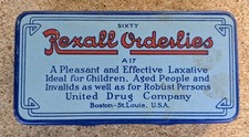 Vintage Rexall Orderlies Antique Laxatives Empty Tin picture