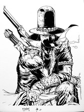 Gunslinger Spawn #1 Original Hand-Drawn Ink Cover Recreation Art 14x18 picture