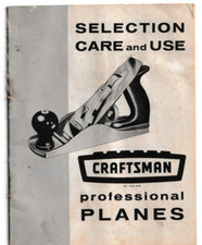 CRAFTSMAN PROFESSIONAL PLANES SELECTION CARE AND USE 100-4-60 1960 17 pages picture