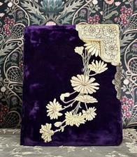 Antique Victorian Purple Velvet & Celluloid Stunning Cabinet Card Photo Album picture