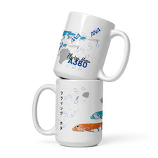 ANA Flying Honu Mug 15 oz Ceramic Airbus A380 Hawaii Turtle Coffee Cup picture