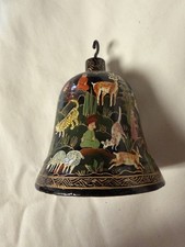 VTG Hand Painted Paper-mâché Bell Ornament Kashmir Suffering Moses India picture