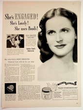 Pond's Cold Cream 1940s Magazine Ad Sally Brannon Engaged Bride WWII Era picture