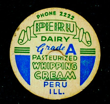 PERU DAIRY -  PERU, ILL. -  GRADE A WHIPPING CREAM  - MILK BOTTLE CAP - 42mm picture