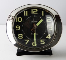 Vintage Westclox Big Ben Oval Shape Black & Silver Wind Up Alarm Clock Luminous  picture