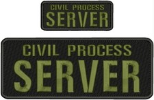 CIVIL PROCESS SERVER embroidery patches 4x10 and 2x5 hook  OD GREEN black picture