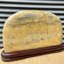 Natural Scenic Stone Display Polished Pattern Art w/ Wood Stand  4.1 lb picture